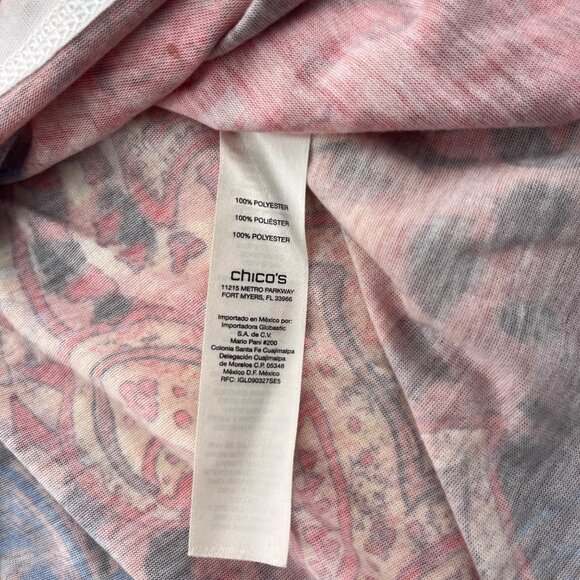 Chicos Womens Size 1 Small Paisley & Animal Print Long Sleeve Top - Picture 4 of 5